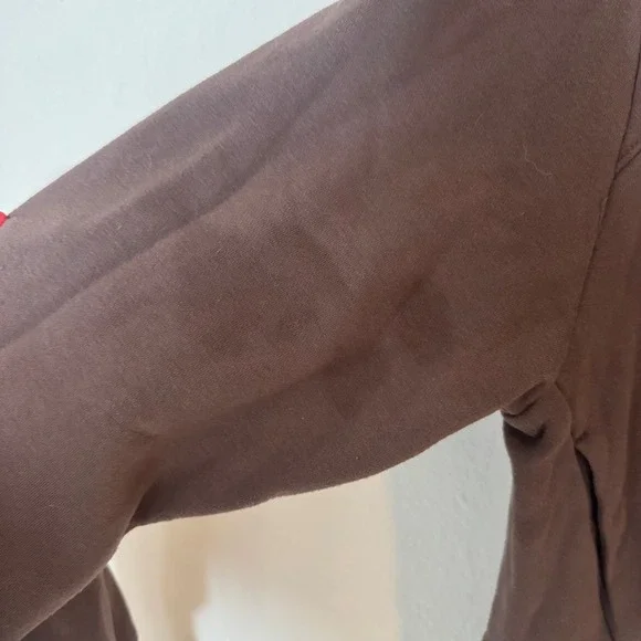 All in Motion Brown Quarter Zip Cropped Pullover Sweatshirt Small Funnel Neck - Picture 3 of 5